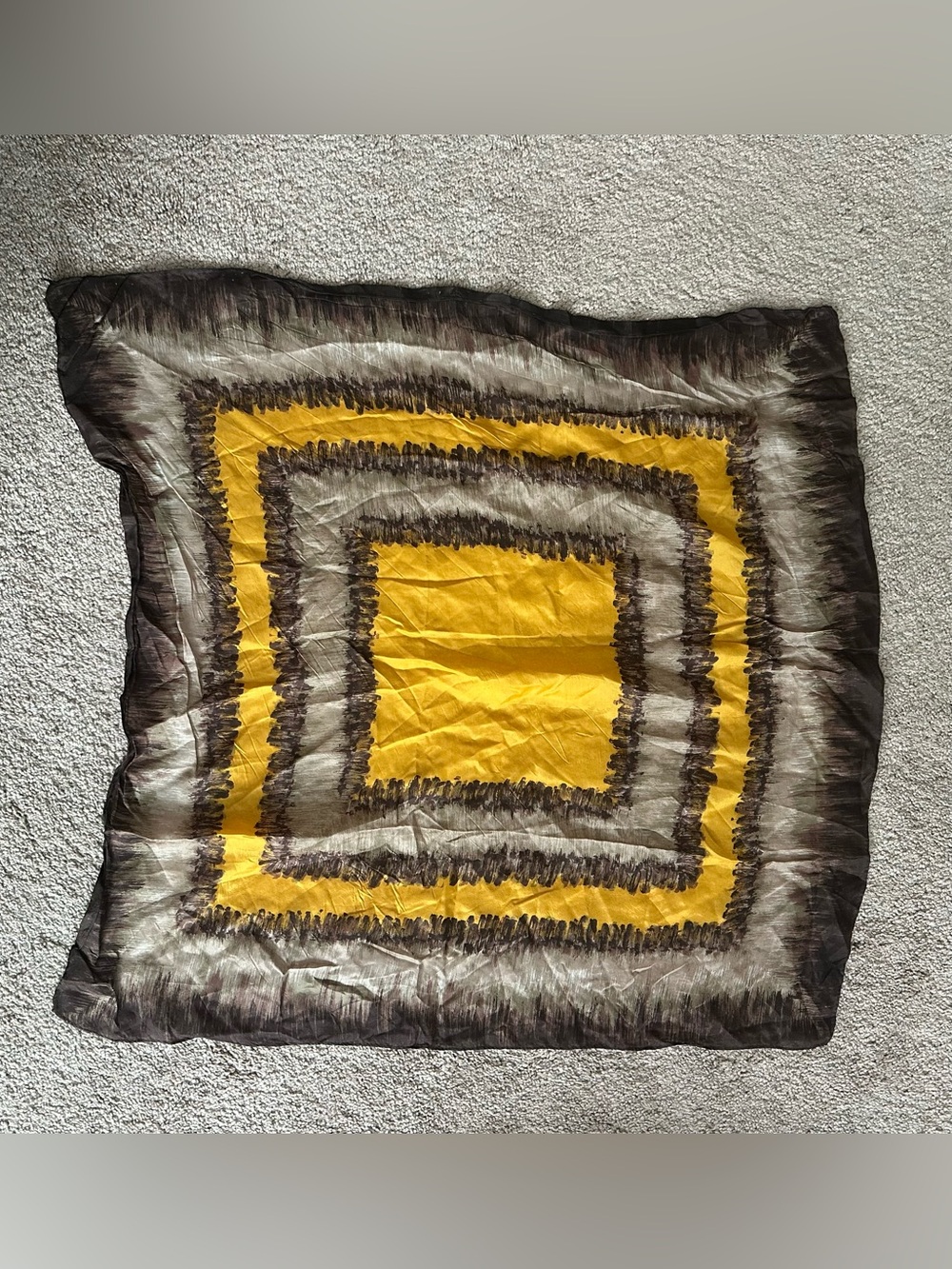 Vintage Brown and Yellow Tie Dye Design Square Scarf